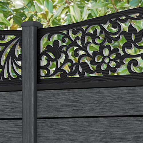 Fusion Eden Curved Top Fence Panel - Dark Grey - with our composite posts