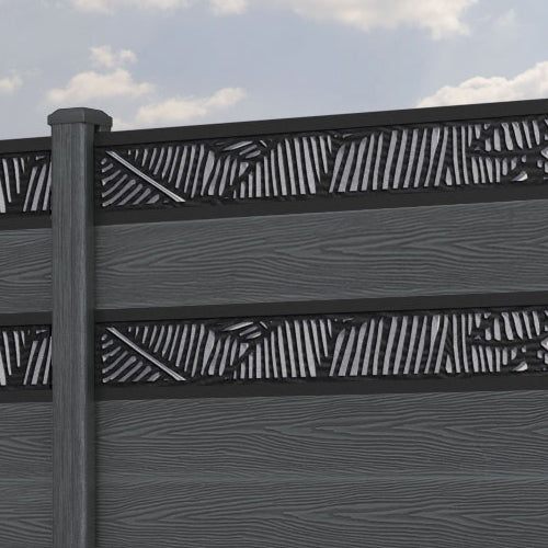 Classic Feather Split Screen Fence Panel - Dark Grey - with our composite posts