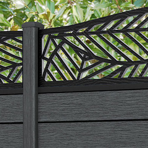 Fusion Habitat Curved Top Fence Panel - Dark Grey - with our composite posts