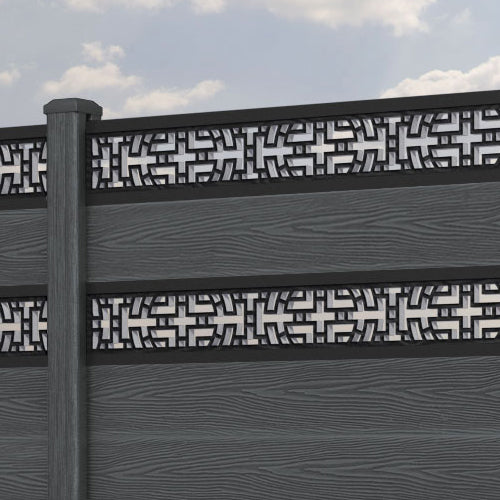 Classic Kumo Split Screen Fence Panel - Dark Grey - with our composite posts