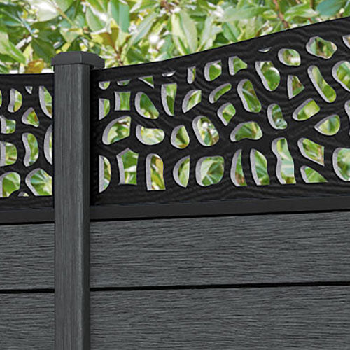 Fusion Pebble Curved Top Fence Panel - Dark Grey - with our composite posts