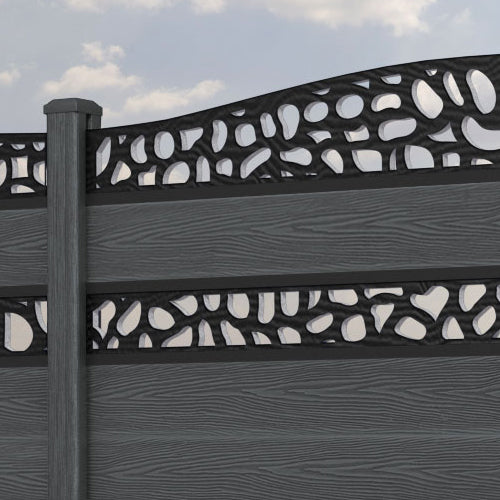 Classic Pebble Curved Top Split Screen Fence Panel - Dark Grey - with our composite posts