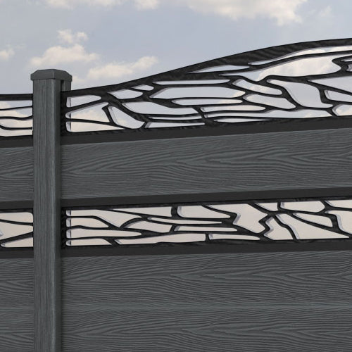 Classic Shatter Curved Top Split Screen Fence Panel - Dark Grey - with our composite posts