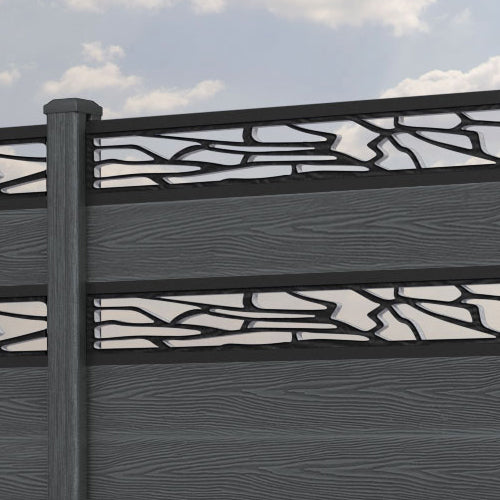 Classic Shatter Split Screen Fence Panel - Dark Grey - with our composite posts