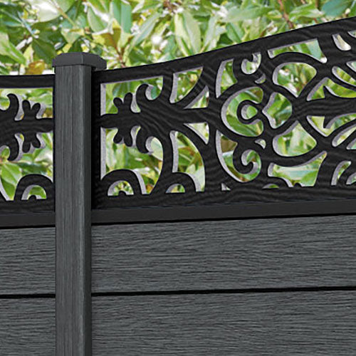 Fusion Windsor Curved Top Fence Panel - Dark Grey - with our composite posts