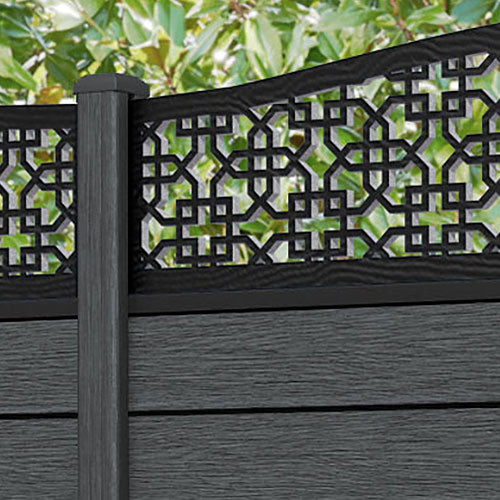 Fusion Zaria Curved Top Fence Panel - Dark Grey - with our composite posts