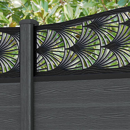 Classic Laurel Curved Top Fence Panel - Dark Grey - with our composite posts