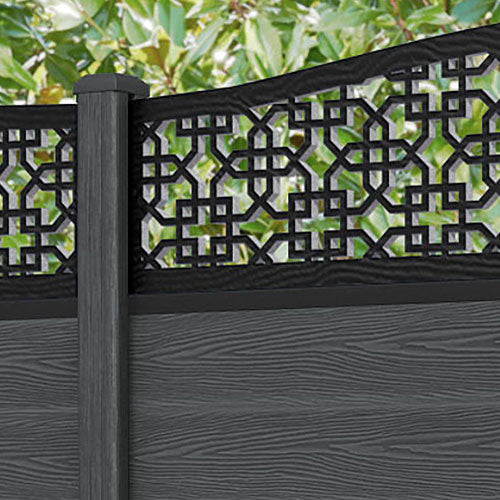 Classic Zaria Curved Top Fence Panel - Dark Grey - with our composite posts