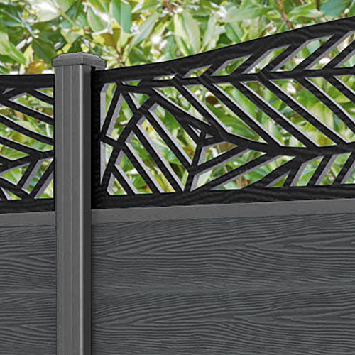 Classic Habitat Curved Top Fence Panel - Dark Grey - with our aluminium posts