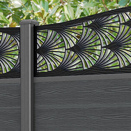 Classic Laurel Curved Top Fence Panel - Dark Grey - with our aluminium posts