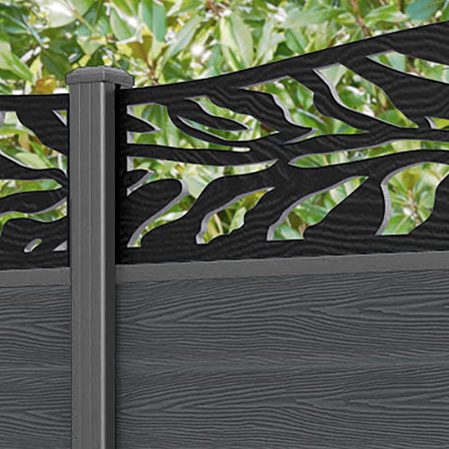 Classic Malawi Curved Top Fence Panel - Dark Grey - with our aluminium posts