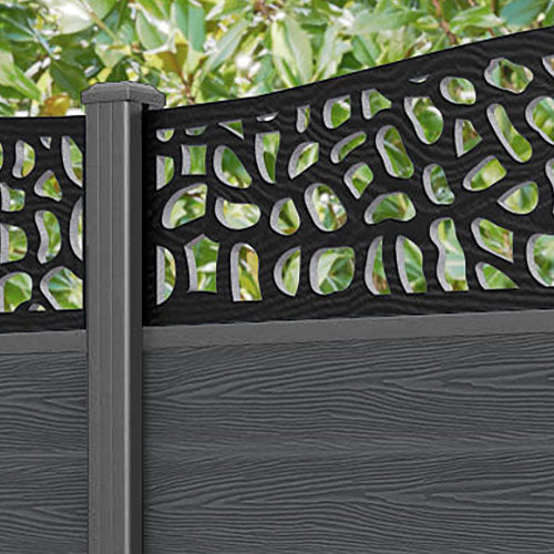 Classic Pebble Curved Top Fence Panel - Dark Grey - with our aluminium posts
