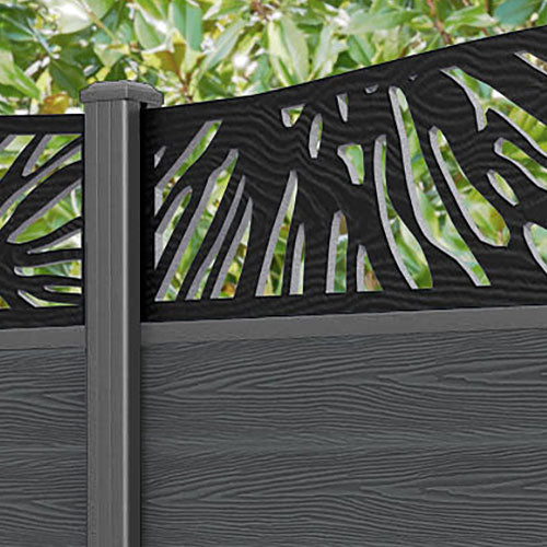Classic Poppy Curved Top Fence Panel - Dark Grey - with our aluminium posts