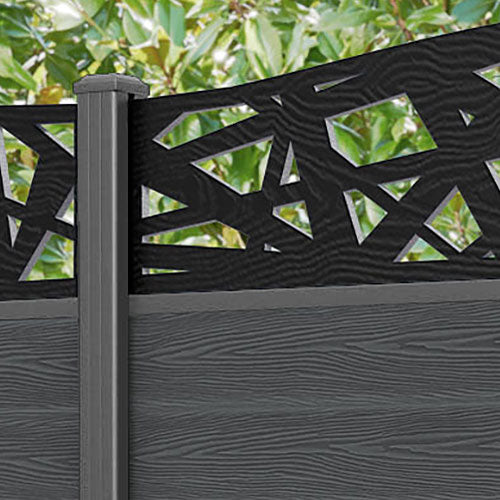 Classic Prism Curved Top Fence Panel - Dark Grey - with our aluminium posts