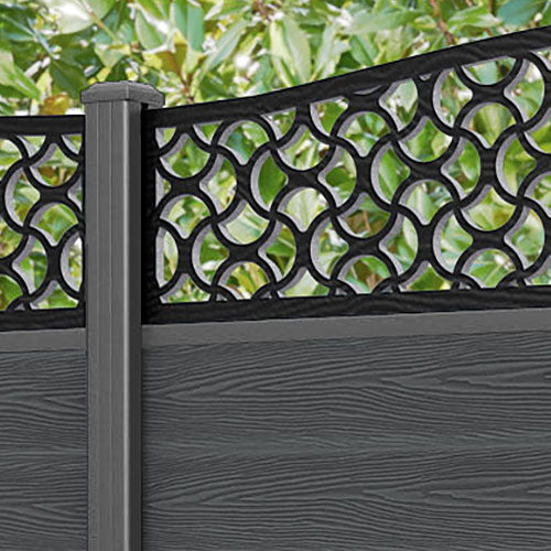 Classic Vida Curved Top Fence Panel - Dark Grey - with our aluminium posts