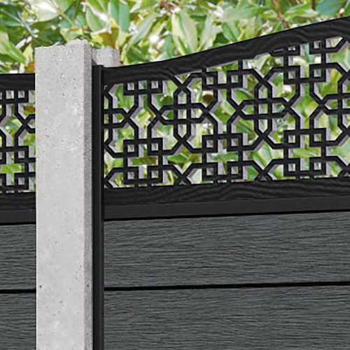 Fusion Zaria Curved Top Fence Panel - Dark Grey - for existing concrete posts