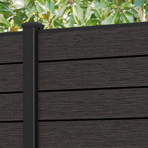 Fusion Fence Panel - Dark Oak - with our aluminium posts