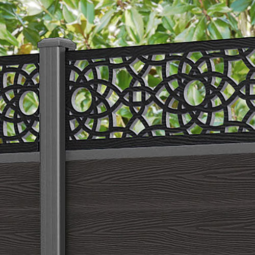 Classic Ambar Fence Panel - Dark Oak - with our aluminium posts