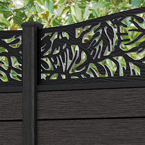 Fusion Botanic Curved Top Fence Panel - Dark Oak - with our composite posts