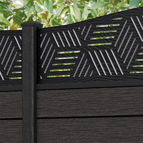 Fusion Cubed Curved Top Fence Panel - Dark Oak - with our composite posts