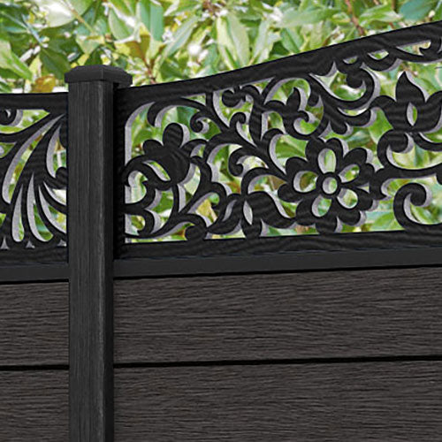 Fusion Eden Curved Top Fence Panel - Dark Oak - with our composite posts