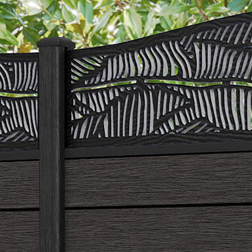 Fusion Feather Curved Top Fence Panel - Dark Oak - with our composite posts