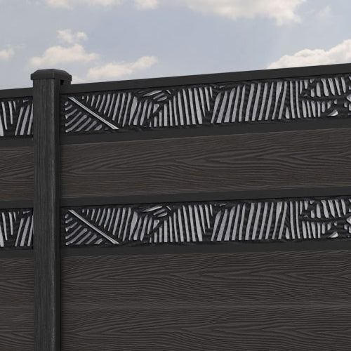 Classic Feather Split Screen Fence Panel - Dark Oak - with our composite posts