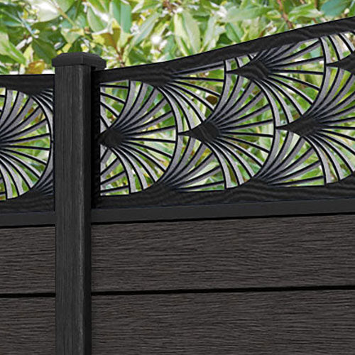 Fusion Laurel Curved Top Fence Panel - Dark Oak - with our composite posts