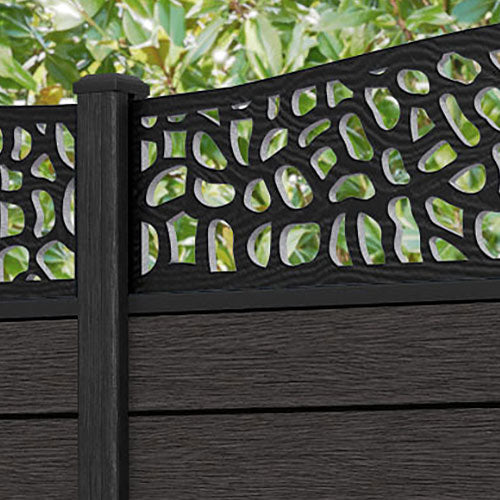 Fusion Pebble Curved Top Fence Panel - Dark Oak - with our composite posts