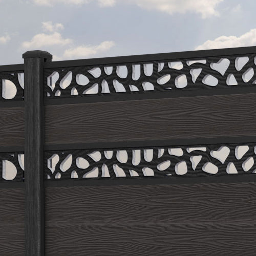 Classic Pebble Split Screen Fence Panel - Dark Oak - with our composite posts