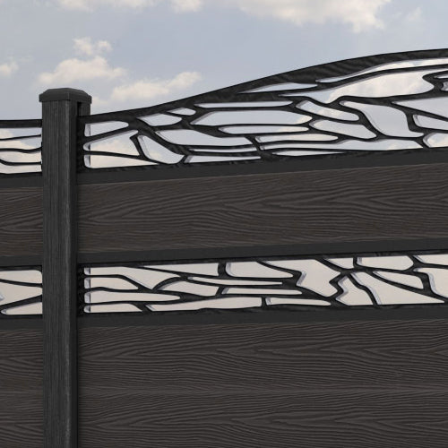 Classic Shatter Curved Top Split Screen Fence Panel - Dark Oak - with our composite posts