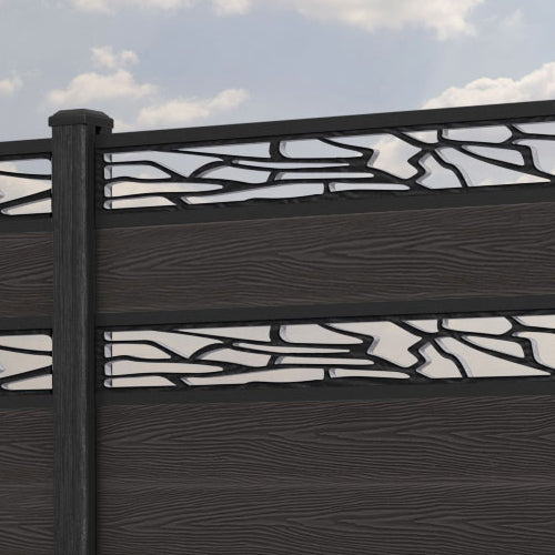 Classic Shatter Split Screen Fence Panel - Dark Oak - with our composite posts