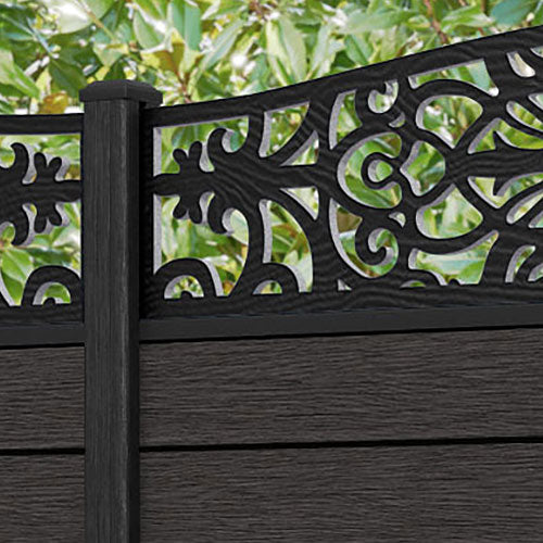 Fusion Windsor Curved Top Fence Panel - Dark Oak - with our composite posts
