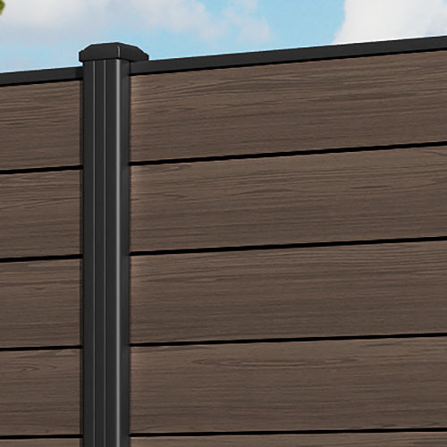Gate Matching Aluminium Fence Panel - Dark Oak - with our aluminium posts