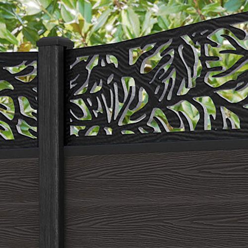 Classic Botanic Curved Top Fence Panel - Dark Oak - with our composite posts