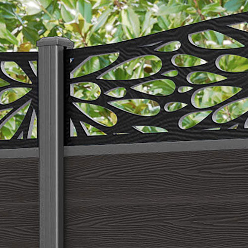 Classic Blossom Curved Top Fence Panel - Dark Oak - with our aluminium posts