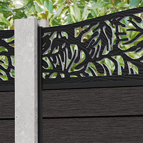 Fusion Botanic Curved Top Fence Panel - Dark Oak - for existing concrete posts