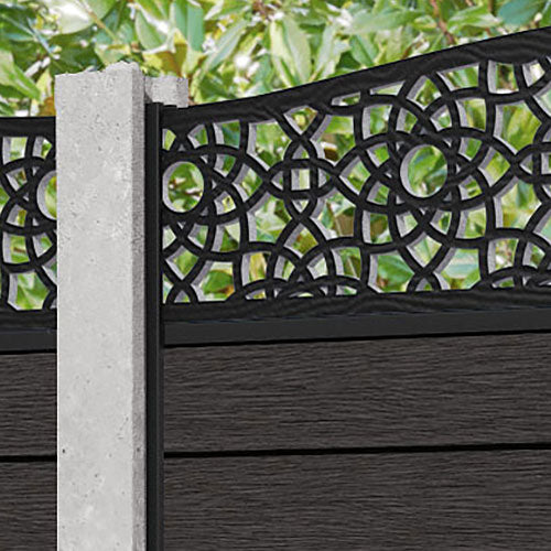Fusion Ambar Curved Top Fence Panel - Dark Oak - for existing concrete posts