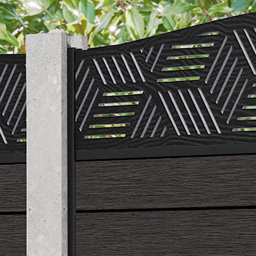 Fusion Cubed Curved Top Fence Panel - Dark Oak - for existing concrete posts