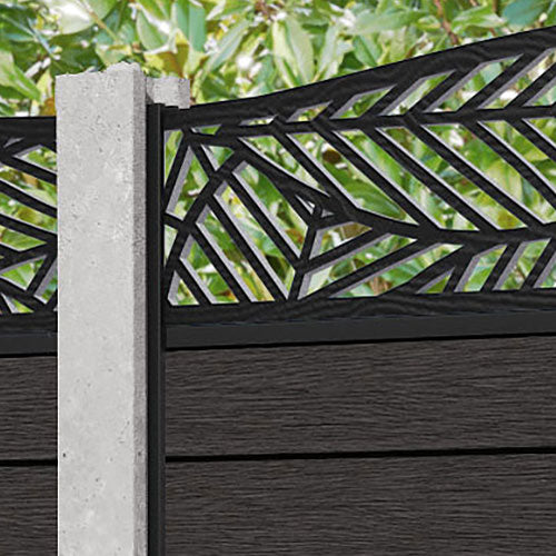Fusion Habitat Curved Top Fence Panel - Dark Oak - for existing concrete posts