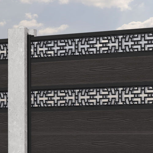 Classic Kumo Split Screen Fence Panel - Dark Oak - for existing concrete posts