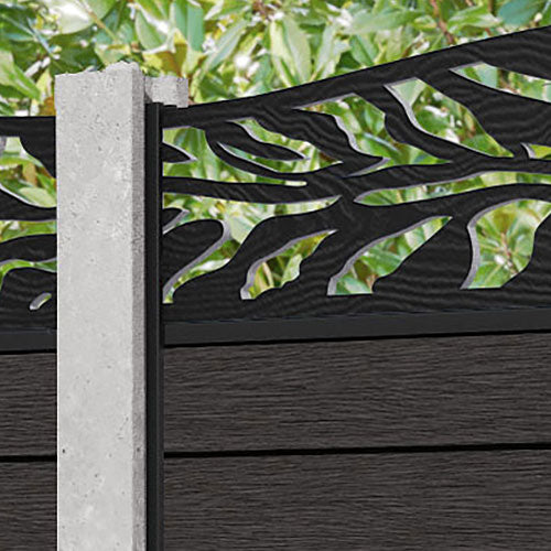 Fusion Malawi Curved Top Fence Panel - Dark Oak - for existing concrete posts