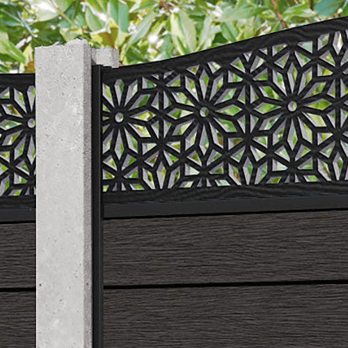 Fusion Narwa Curved Top Fence Panel - Dark Oak - for existing concrete posts