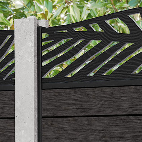 Fusion Palm Curved Top Fence Panel - Dark Oak - for existing concrete posts