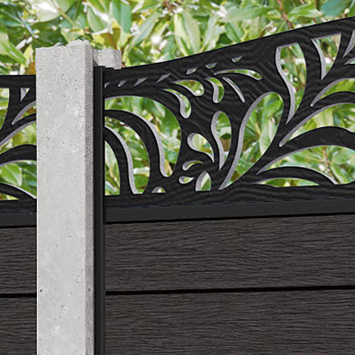 Fusion Petal Curved Top Fence Panel - Dark Oak - for existing concrete posts