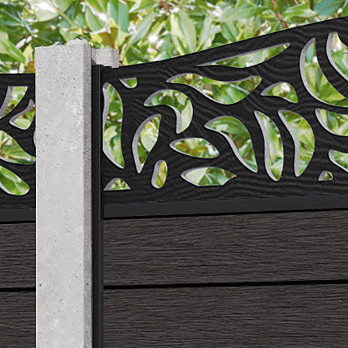 Fusion Plume Curved Top Fence Panel - Dark Oak - for existing concrete posts