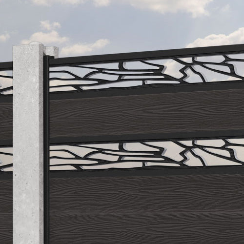 Classic Shatter Split Screen Fence Panel - Dark Oak - for existing concrete posts