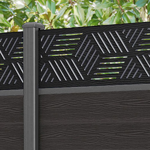 Classic Cubed Fence Panel - Dark Oak - with our aluminium posts