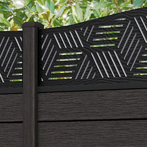 Fusion Cubed Curved Top Fence Panel - Dark Oak - with our composite posts