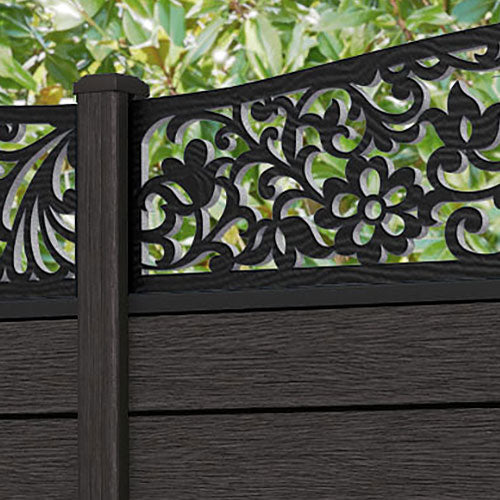 Fusion Eden Curved Top Fence Panel - Dark Oak - with our composite posts
